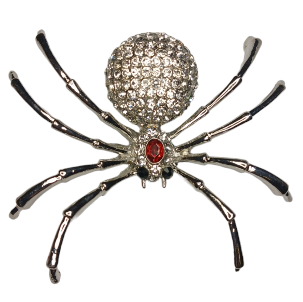 Bling Spider Pin Rhinestone Brooch - Picture 2 of 4